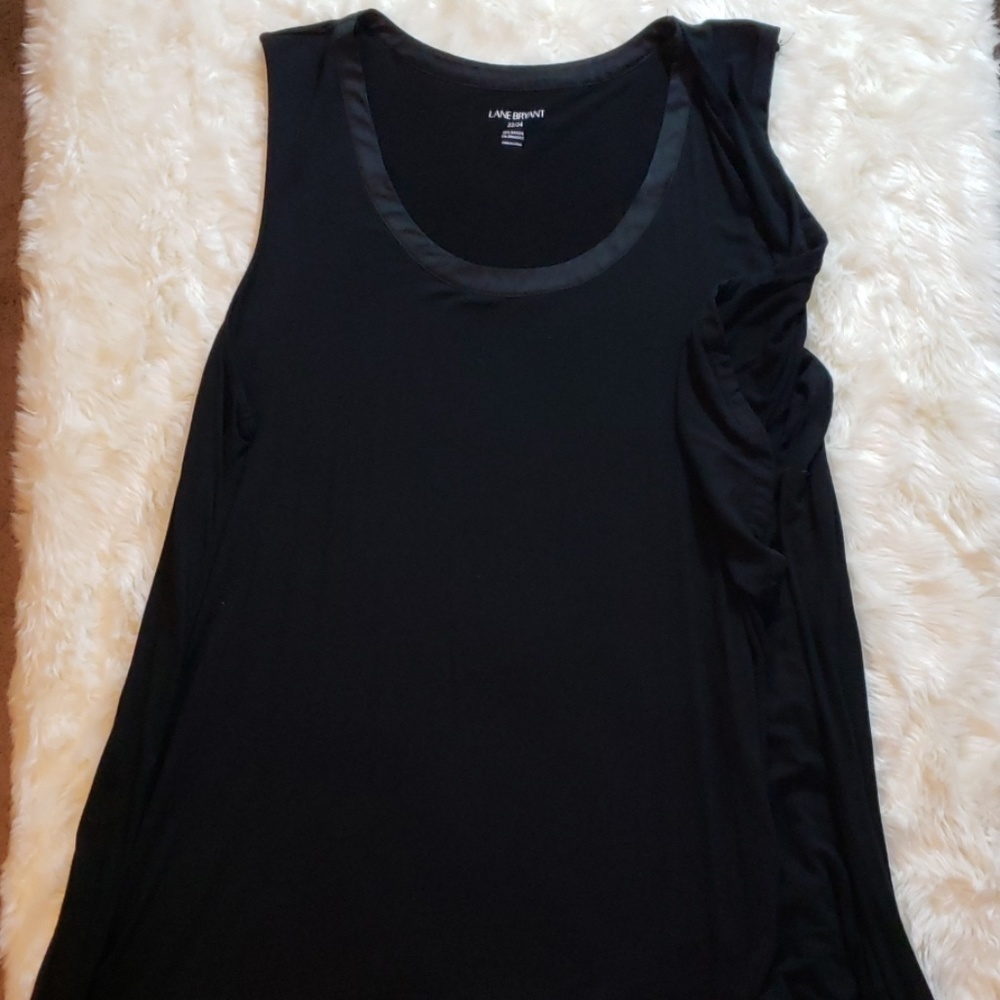 Tunic length tank w ruffle/waterfall detail